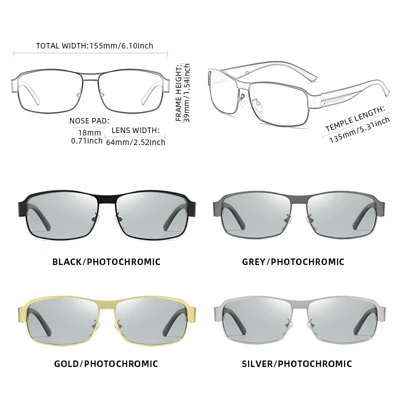 Classic Rectangle Photochromic Sunglasses